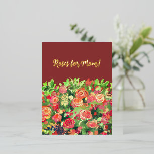 Carte Postale De Vacances En Aluminium Roses pour la meilleure maman !