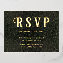 RSVP auto-adressée Vintage Vert foncé Or
