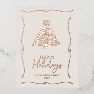 Carte Postale De Vacances En Aluminium Ruban vert arbre de Noël à main