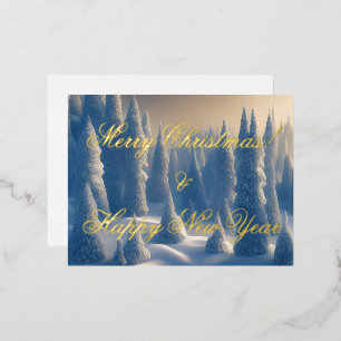 Carte Postale De Vacances En Aluminium Rustic Holiday Pays Neige Arbres de Noël Carte