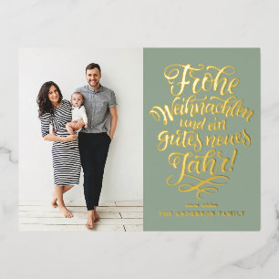 Carte Postale De Vacances En Aluminium Sage Green Frohe Weihnachten Calligraphie