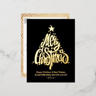 Carte Postale De Vacances En Aluminium Salutation d'entreprise Élégant Gold Script Busine
