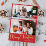 Carte Postale De Vacances En Aluminium Script de fête Rouge 2 photo Joyeux Noël Or<br><div class="desc">Célébrez la saison avec ce script festif rouge 2 photo Joyeux Noël feuille d'or carte postale vacances avec une touche de charme élégant. Le design chic présente une palette de couleurs or et rouge simple, évoquant l'esprit cosy de l'hiver. Son attrait moderne et unique et sa formulation rustique créent un...</div>