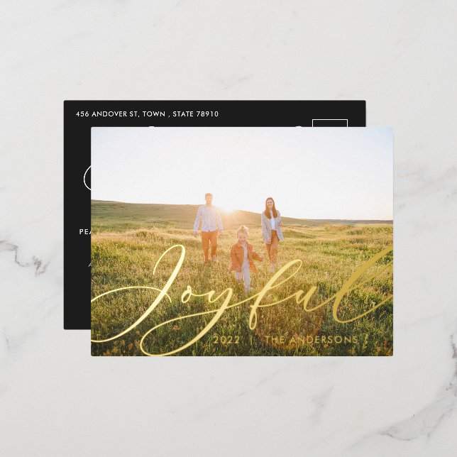 Carte Postale De Vacances En Aluminium Script de feuillage minimal moderne 1 photo élégan (Recto/Verso)