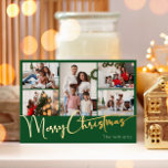 Carte Postale De Vacances En Aluminium Script Festif Vert 5 Photo Joyeux Noël Or<br><div class="desc">Célébrez la saison avec ce script vert festif 5 photo Joyeux Noël feuille d'or carte postale vacances avec une touche de charme élégant. Le design chic présente une palette de couleurs dorées et vertes, évoquant l'esprit cosy de l'hiver. Son attrait moderne et unique et sa formulation rustique créent un équilibre...</div>