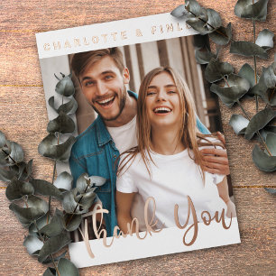 Carte Postale De Vacances En Aluminium Script minimaliste Merci Mariage personnalisé