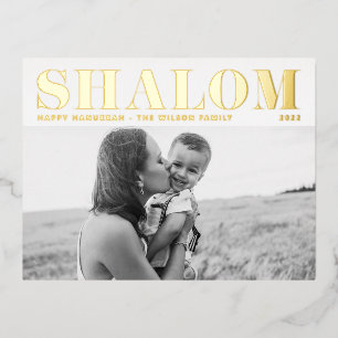 Carte Postale De Vacances En Aluminium Shalom Bold Typographie Happy Hanoukka Photo