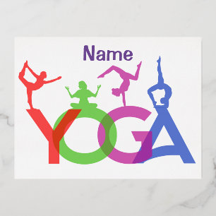 Carte Postale De Vacances En Aluminium Silhouettes de postures de yoga Thunder_Cove