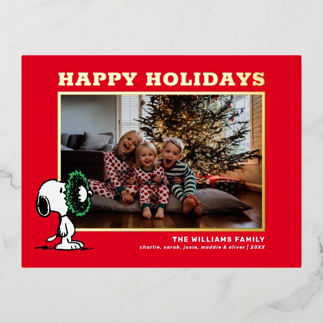 Carte Postale De Vacances En Aluminium Snoopy Christmas Family Photo (Recto)