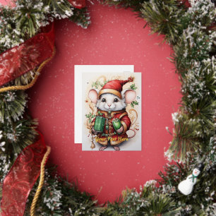 Carte Postale De Vacances En Aluminium Souris de Noël 1