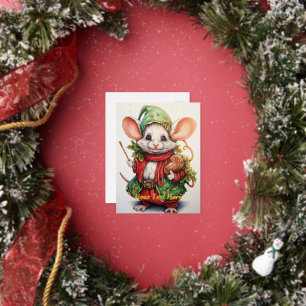 Carte Postale De Vacances En Aluminium Souris de Noël 46