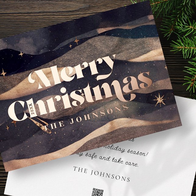 Carte Postale De Vacances En Aluminium Starry Night Winter Sky Moderne Élégant Chic (Créateur téléchargé)