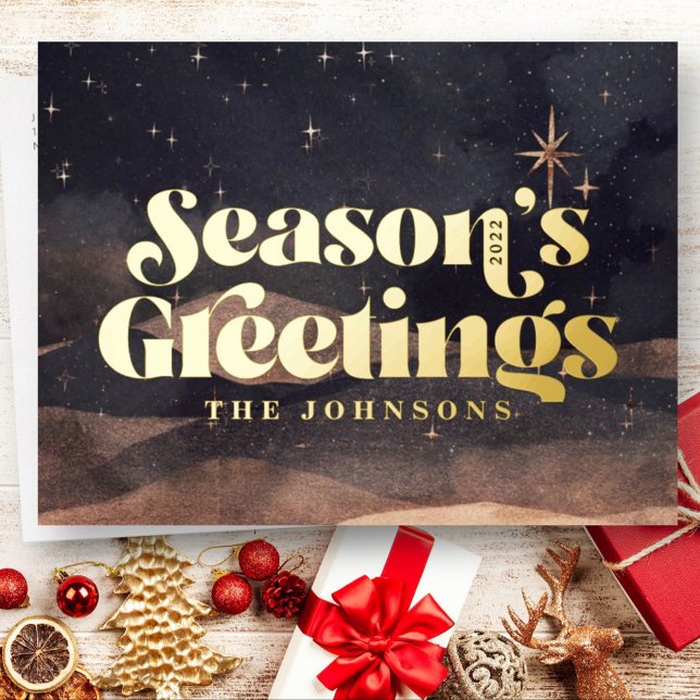 Carte Postale De Vacances En Aluminium Starry Night Winter Sky Moderne Élégant Chic (Créateur téléchargé)