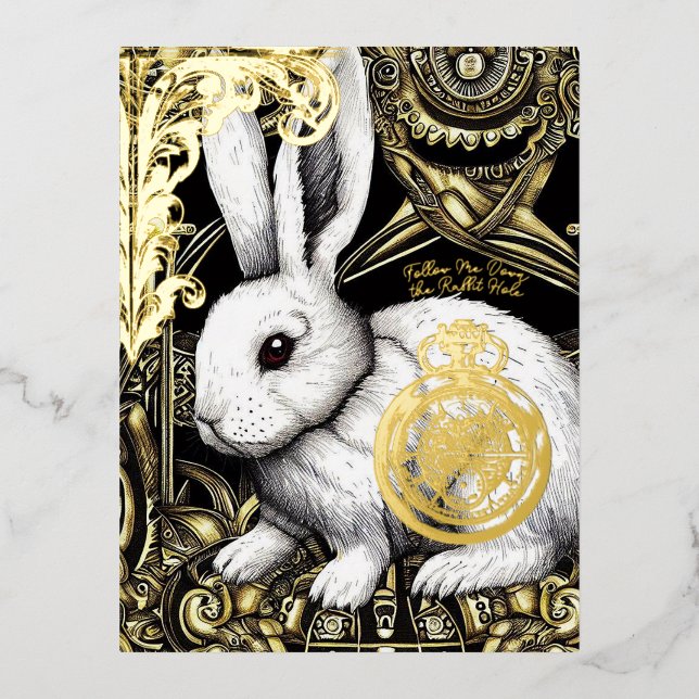 Carte Postale De Vacances En Aluminium Suivez-moi dans le trou du lapin (Recto)