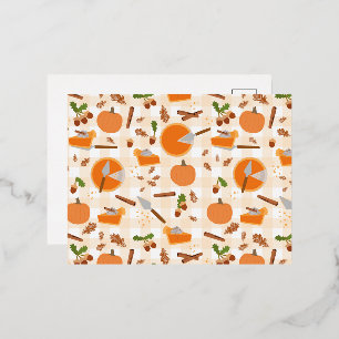 Carte Postale De Vacances En Aluminium Tarte à la citrouille Motif d'automne
