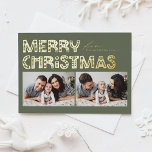 Carte Postale De Vacances En Aluminium Taupe Vert Scandinave Deux Photo Noël<br><div class="desc">Envoyez une bonne fête avec notre carte postale de Noël personnalisable en deux photos, avec une typographie de style scandinave. Cette carte postale de Noël en feuille d'or allie à merveille esthétique moderne et esprit festif, vous permettant de présenter deux de vos photos préférées. La typographie moderne est complétée par...</div>