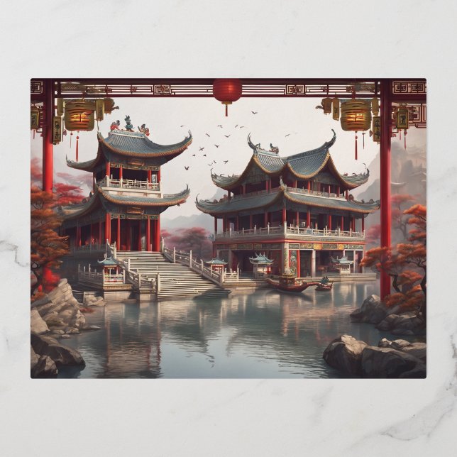 Carte Postale De Vacances En Aluminium temple chinois (Recto)
