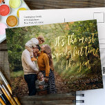 Carte Postale De Vacances En Aluminium Temps le plus merveilleux de l'année Photo moderne<br><div class="desc">Ajouter une photo personnalisée,  le nom de famille et le message à l'arrière Disponible ici : http://www.zazzle.com/selectpartysupplies</div>