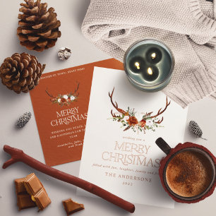 Carte Postale De Vacances En Aluminium Terracotta botanique élégant cerf rustique moderne