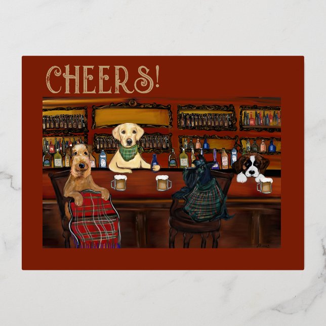 CARTE POSTALE DE VACANCES EN ALUMINIUM TERRIER AIREDALE & AMIS       (Recto)