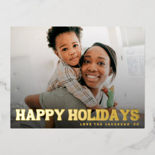 Carte Postale De Vacances En Aluminium texte BOLD joyeuses fêtes photo joyeux noël