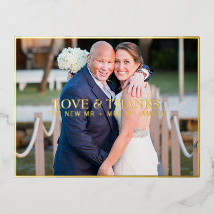 Carte Postale De Vacances En Aluminium Texte de photo de mariage élégant personnalisé d'a