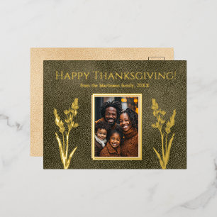 Carte Postale De Vacances En Aluminium Thanksgiving Vertical Family Photo Green