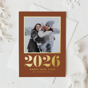 Carte Postale De Vacances En Aluminium Typographie 2024 Terracotta Joyeuse photo du Nouve
