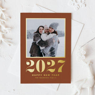 Carte Postale De Vacances En Aluminium Typographie 2024 Terracotta Joyeuse photo du Nouve