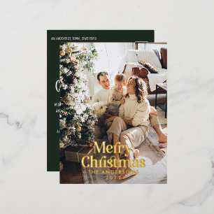 Carte Postale De Vacances En Aluminium Typographie botanique moderne vert foncé