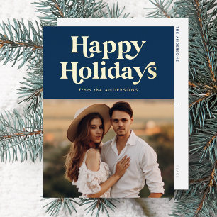 Carte Postale De Vacances En Aluminium Typographie rétro Marine Joyeux jours fériés Photo