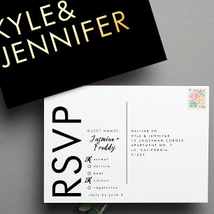 Carte Postale De Vacances En Aluminium Ultra Modern Bold Names RSVP GOLD FOIL POSTCARD