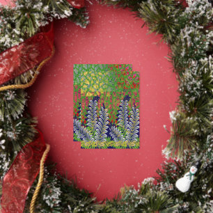 Carte Postale De Vacances En Aluminium un design de motif vert et jaune