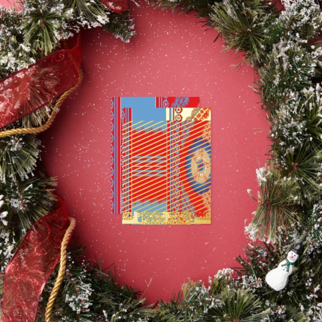 Carte Postale De Vacances En Aluminium un motif de design rouge et bleu (Insitu)