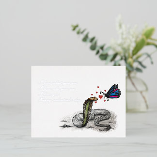 Carte Postale De Vacances En Aluminium Valentine's Day Card – Snake and Butterfly love