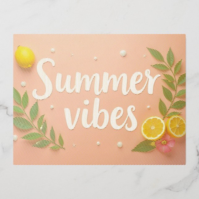 Carte Postale De Vacances En Aluminium Vibes d'été (Smooth, white-hued paper
Satin finish
Premium real foil Made from recycled material!)