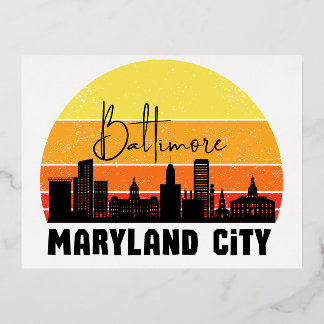 Carte Postale De Vacances En Aluminium Vintage Baltimore Skyline