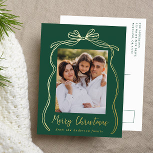 Carte Postale De Vacances En Aluminium Vintage Bow Joyeux Noël Green Photo