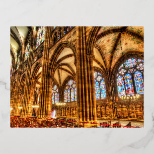 Carte Postale De Vacances En Aluminium Vitraux Staines Cathédrale de Strasbourg