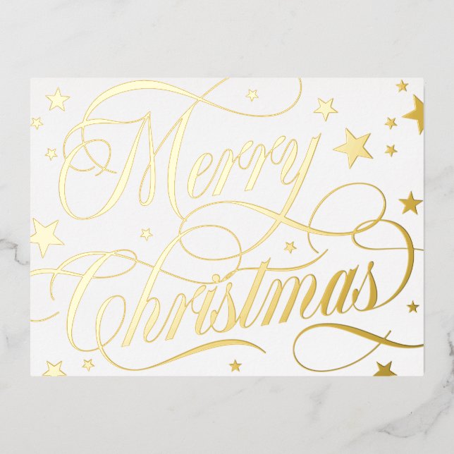 Carte Postale De Vacances En Aluminium White Gold Starry Joyeux Noël (Recto)