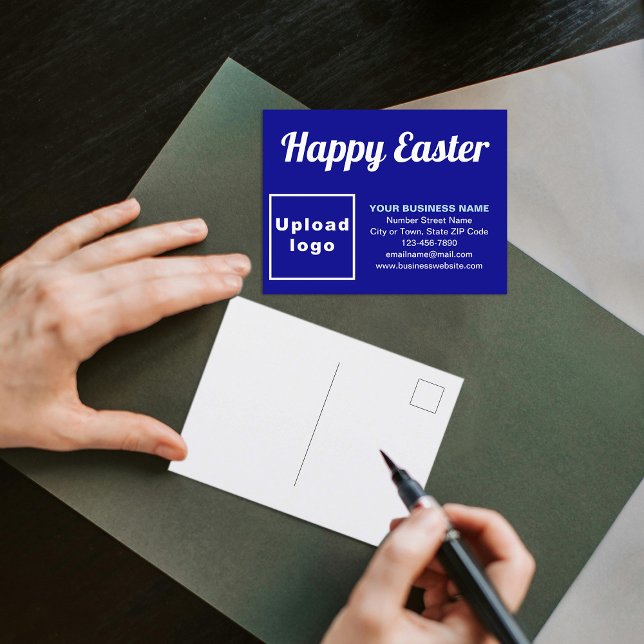 Carte postale de vacances Pâques (Business Easter blue holiday postcard)