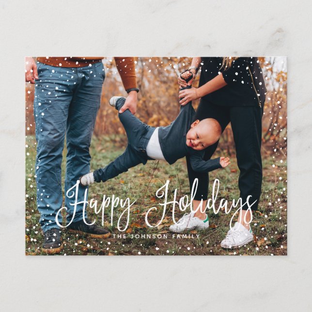 Carte postale de vacances photo avec écriture neig (Devant)