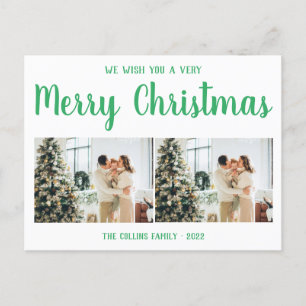 Carte postale de vacances verte   Joyeux Noël mode