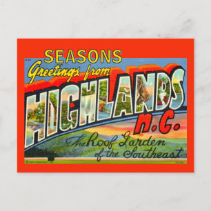 Carte postale de vacances vintage Highlands NC