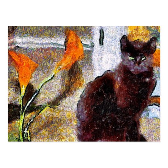 Carte Postale De Van Gogh De Chat Noir Zazzle Fr