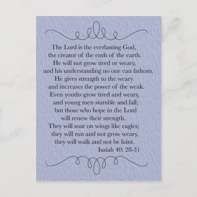 Carte postale de verset biblique chrétien bleu (Devant)