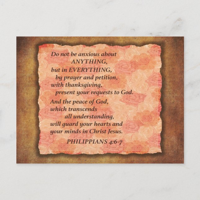 Carte postale de verset biblique d'anxiété florale (Devant)