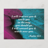 Carte postale de verset biblique Psaume 32:8 Ensei
