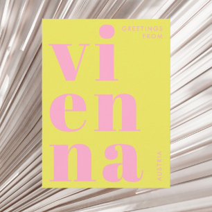 Carte postale de Vienne Autriche typographie jaune
