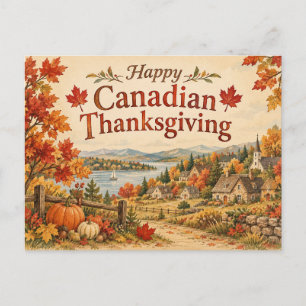 Carte postale de village d'automne pour l'Action d